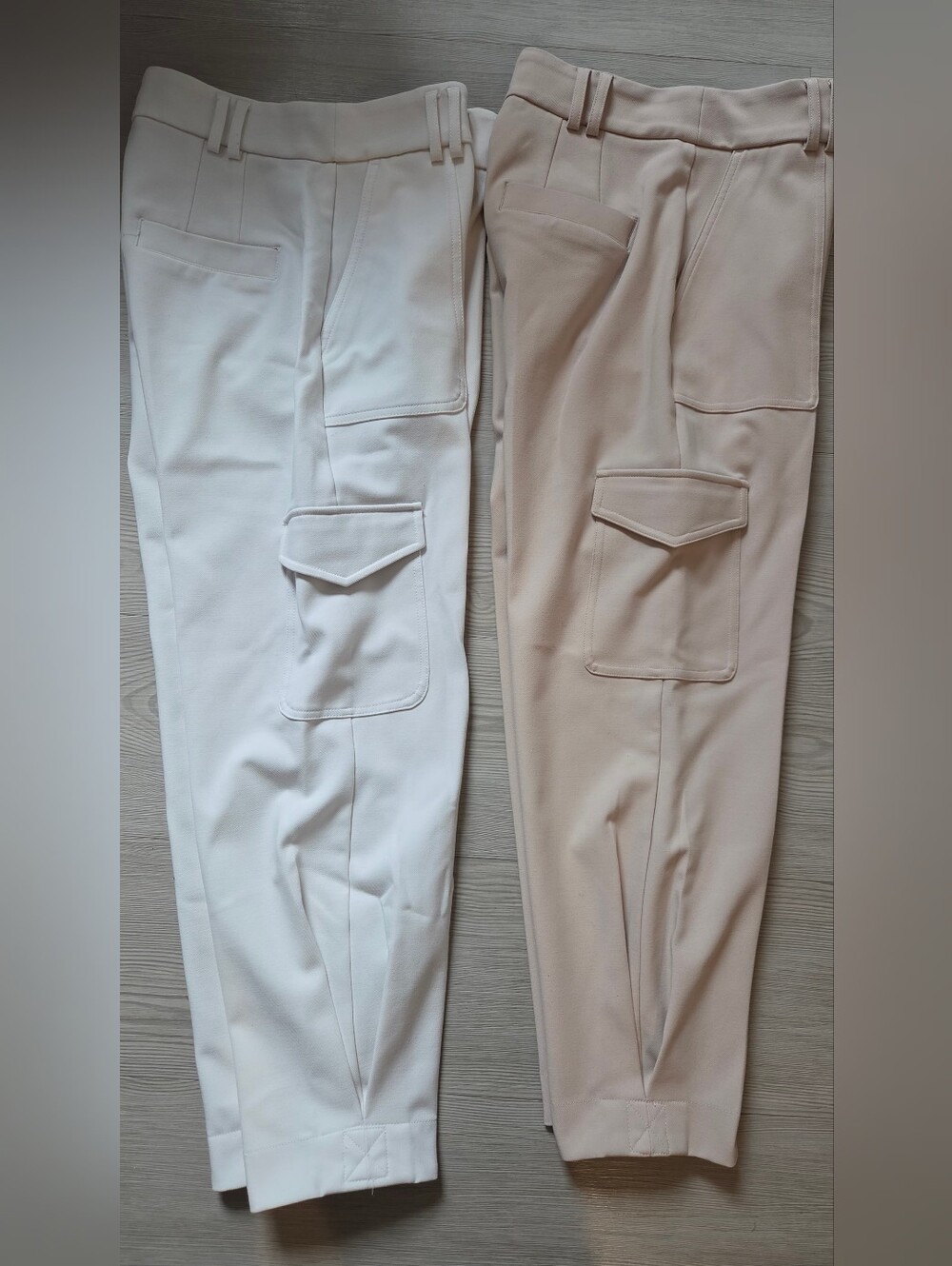 Set Of 2 Express Cargo Trousers in White and Beige